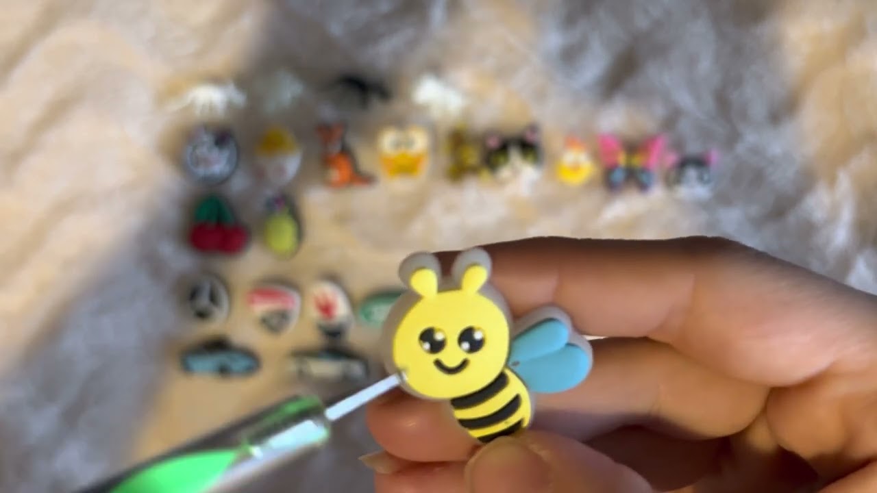 ASMR Crocs & Jibbitz Charm Collection Tracing and Scratching - no talking