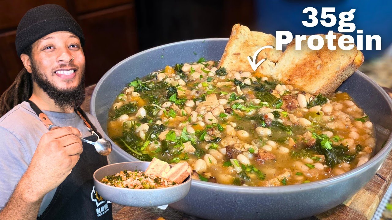 Why I make this Tuscan White Bean & Kale Soup every single week | High-Protein