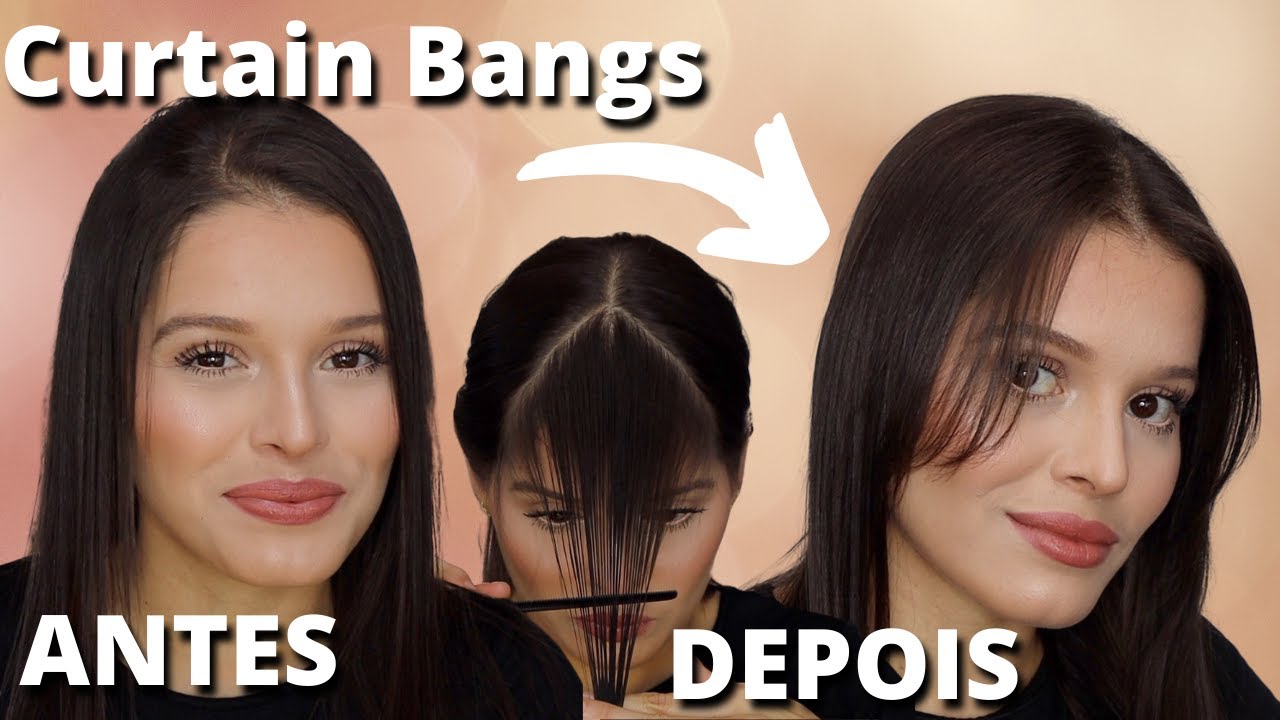 Como fazer o corte da FRANJA Curtain Bangs sozinha em casa! Passo a passo detalhado [Franja cortina]
