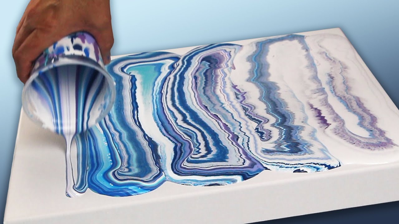 Gorgeous Geode Fluid Art Painting - In Beautiful White, Blue and Purples