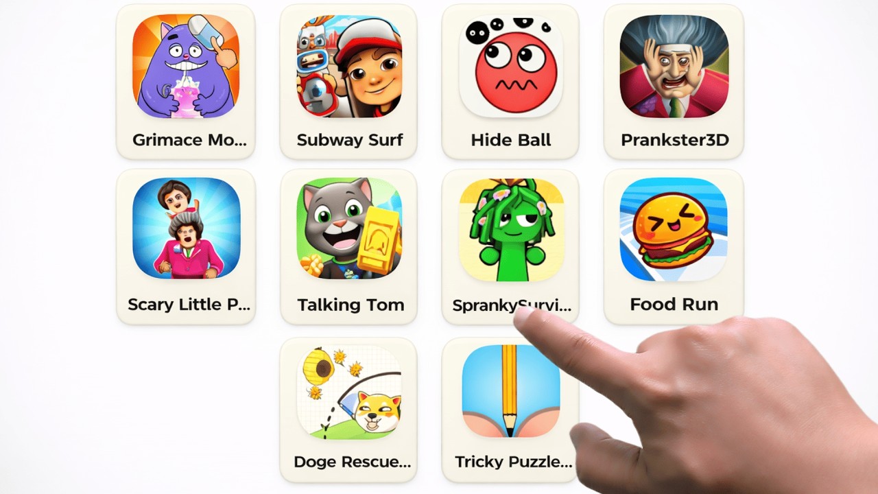 GRAMIC MONSTER SCARY SURVIVAL, TALKING TOM, HIDE BALL, PRANKSTER 3D, SPRANKY SURVIVAL, TRICKY