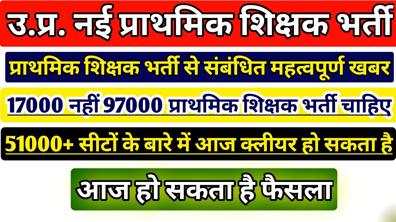 UP PRIMARY TEACHER VACANCY 2021 | UP PRATHMIK SHIKSHAK BHART LATEST NEWS | 17000 UP PRT SUPERTET