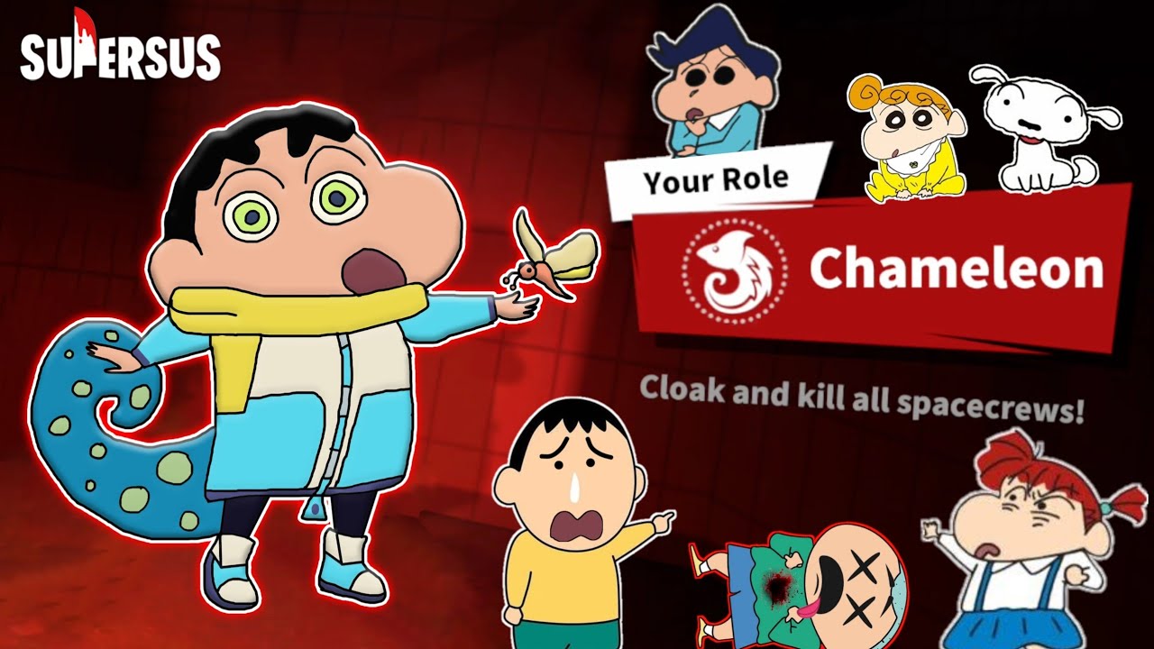 Shinchan became chameleon in super sus and became invisible 😱🔥 | shinchan playing among us 3d 😂🔥