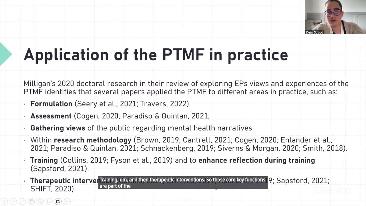 What are EPs'/TEPs' Views and Experiences of Using the PTMF for formulation - Dr Demi Stroud