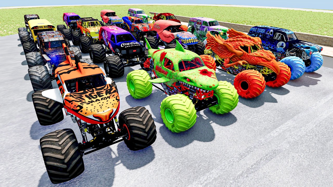 The bravest monster trucks try doomed race - they never give up! Crashes, fails, jumps, rollovers