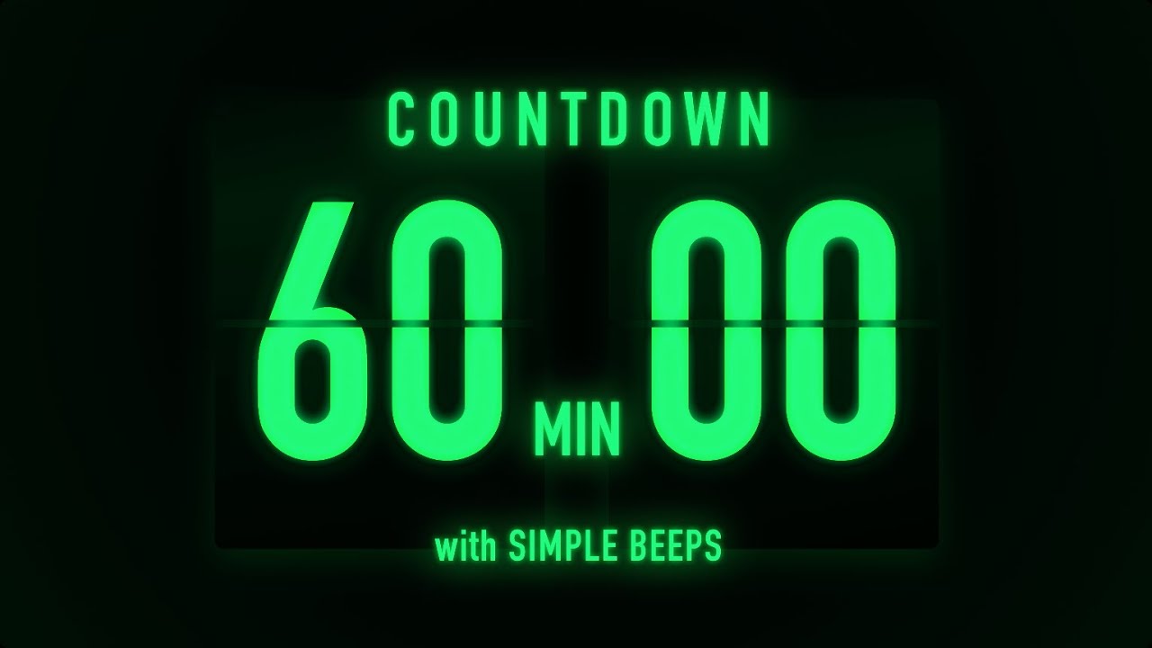 60 Minute Countdown Timer 🟢 Flip Clock with Simple Beeps
