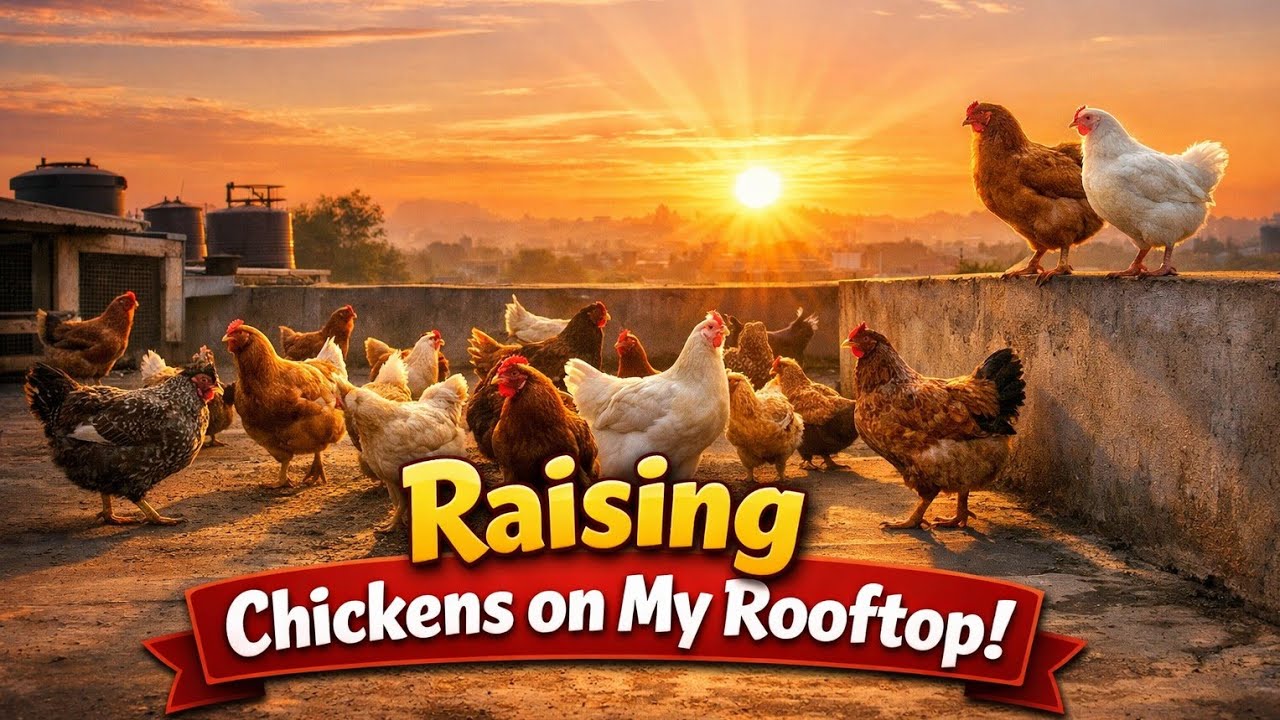 Golden Sunrise☀️ with My Rooftop Chickens 🐔🌄✨
