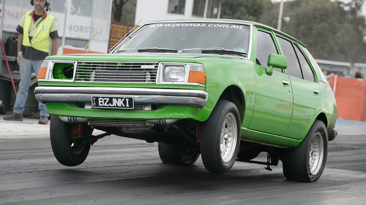 Big burnouts & drag - 13B Mazda 323