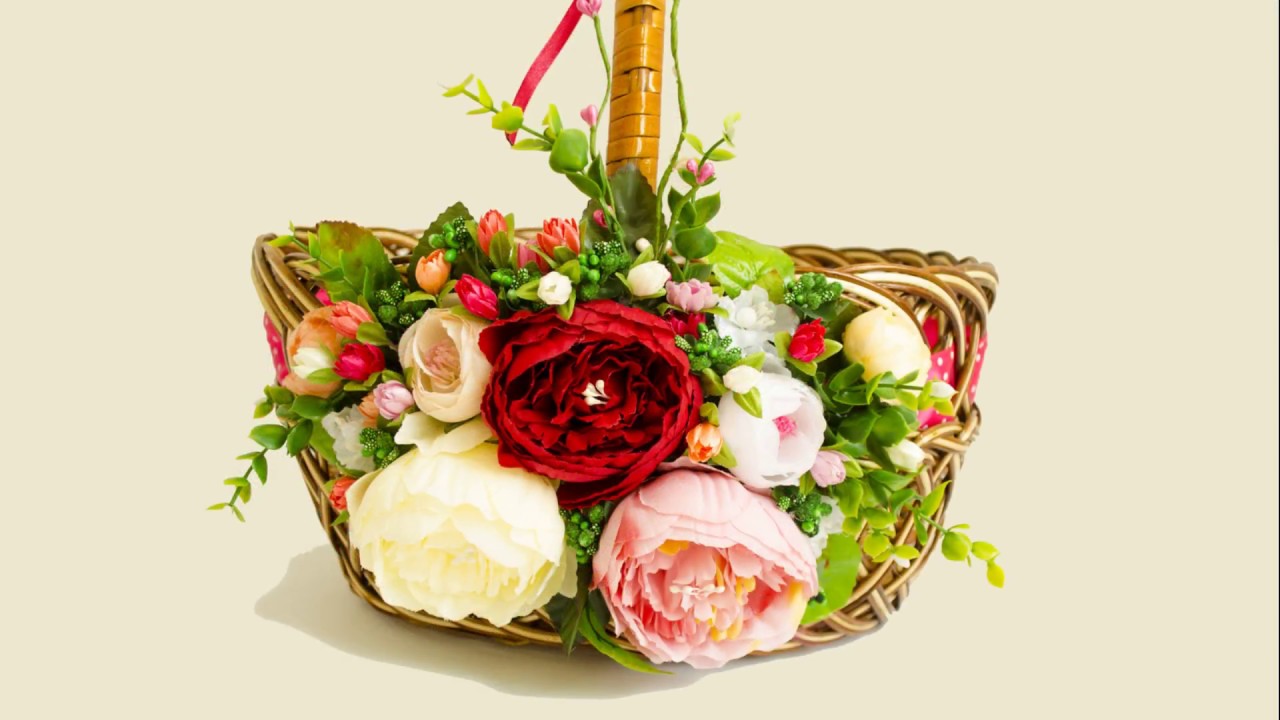 Пасхальная корзина с пионами\\ Easter basket with peonies