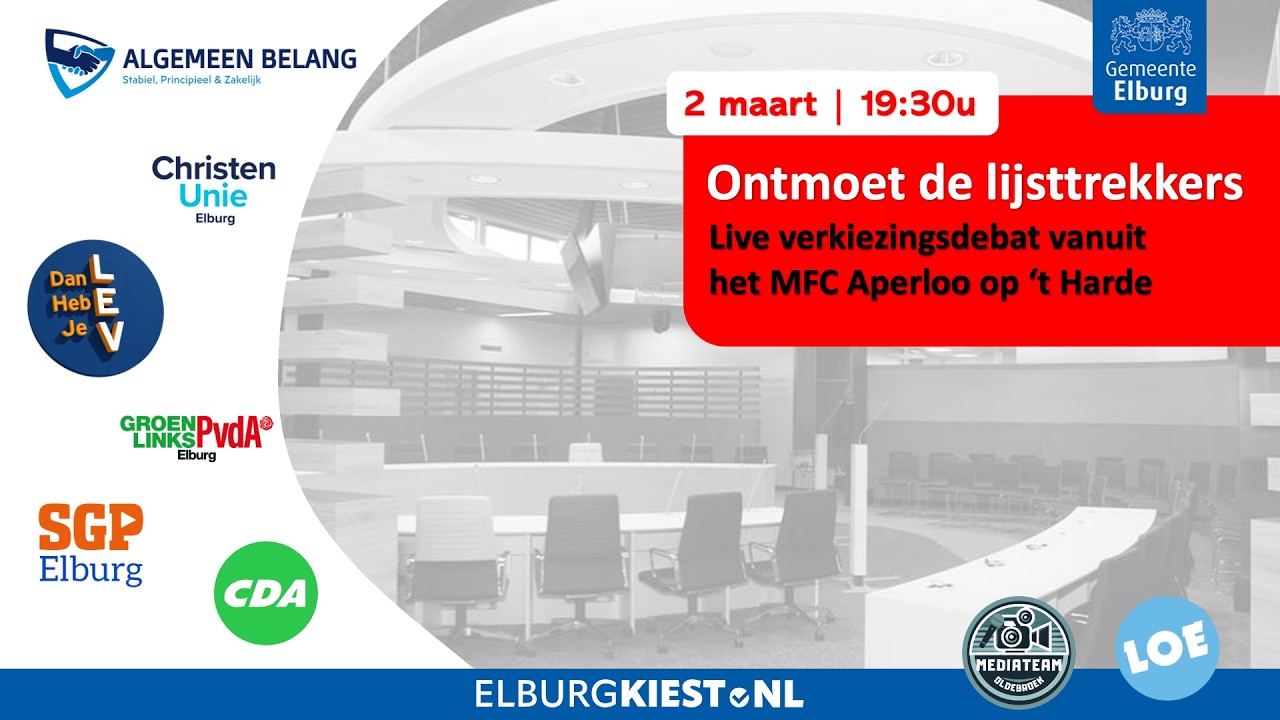 Ontmoet de lijsttrekkers - Debat 1 gemeenteraadsverkiezingen 2026 Elburg