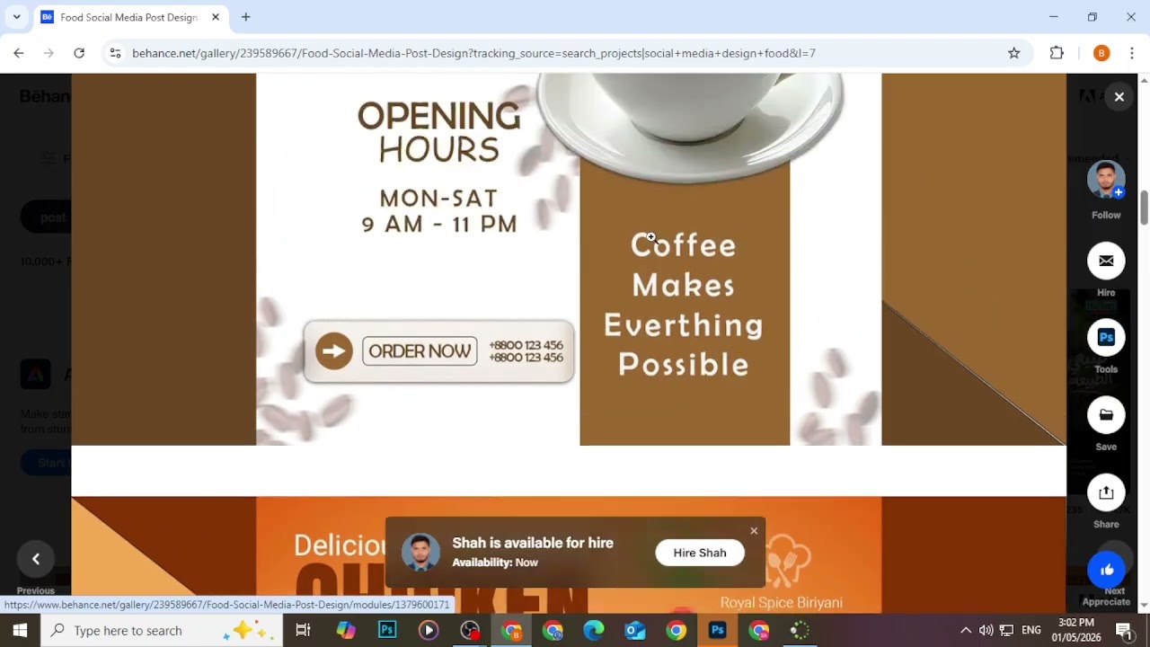 Graphics Design (C26) Topic: Explain Behance Project Ard board in Photoshop...