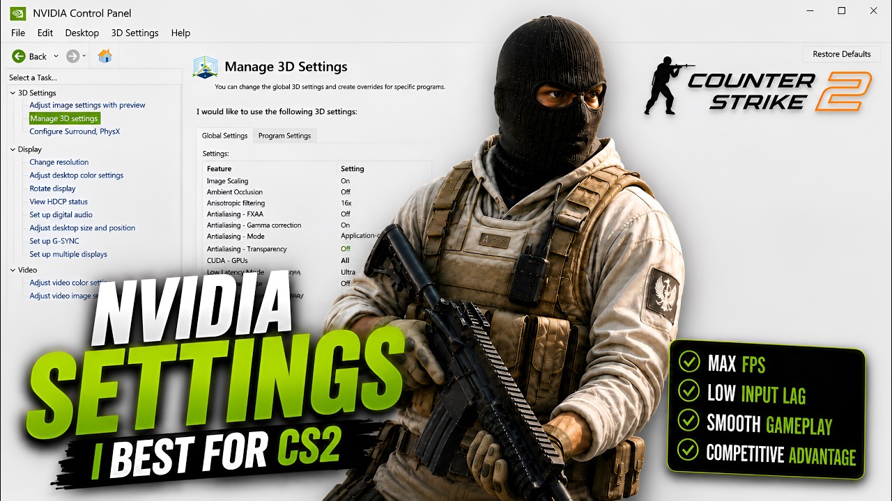Лучшие настройки NVIDIA для CS2 (максимум FPS и низкая задержка)