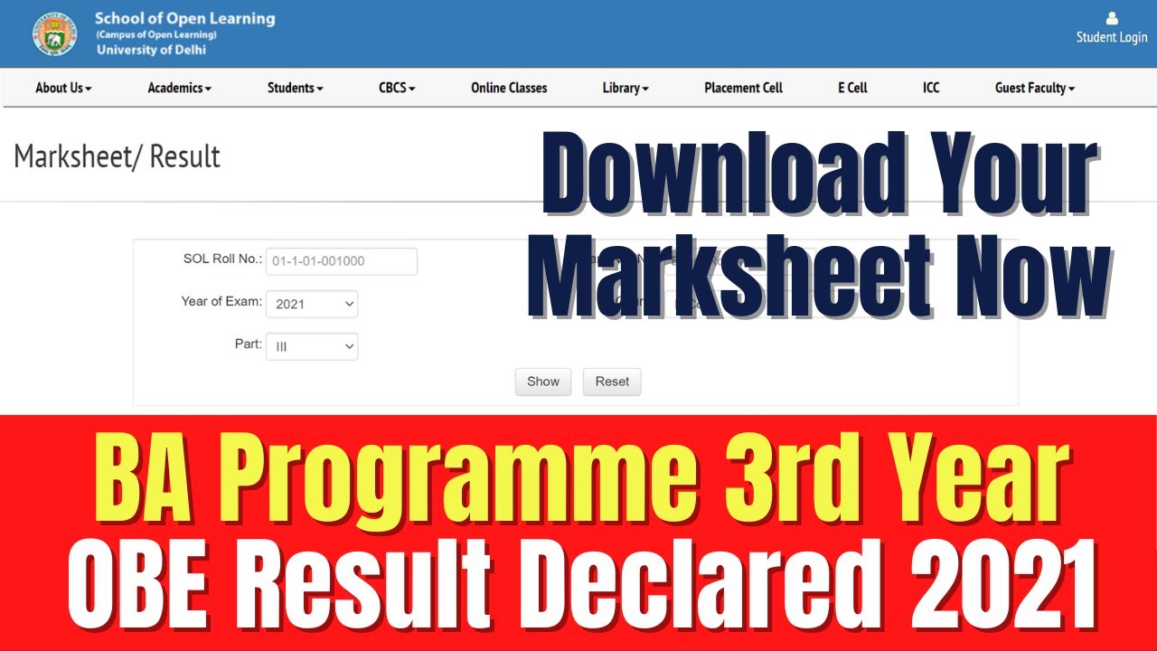 DU SOL | BA Programme 3rd Year OBE Result Declared 2021 | Download Your Marksheet Now | SOL Reporter