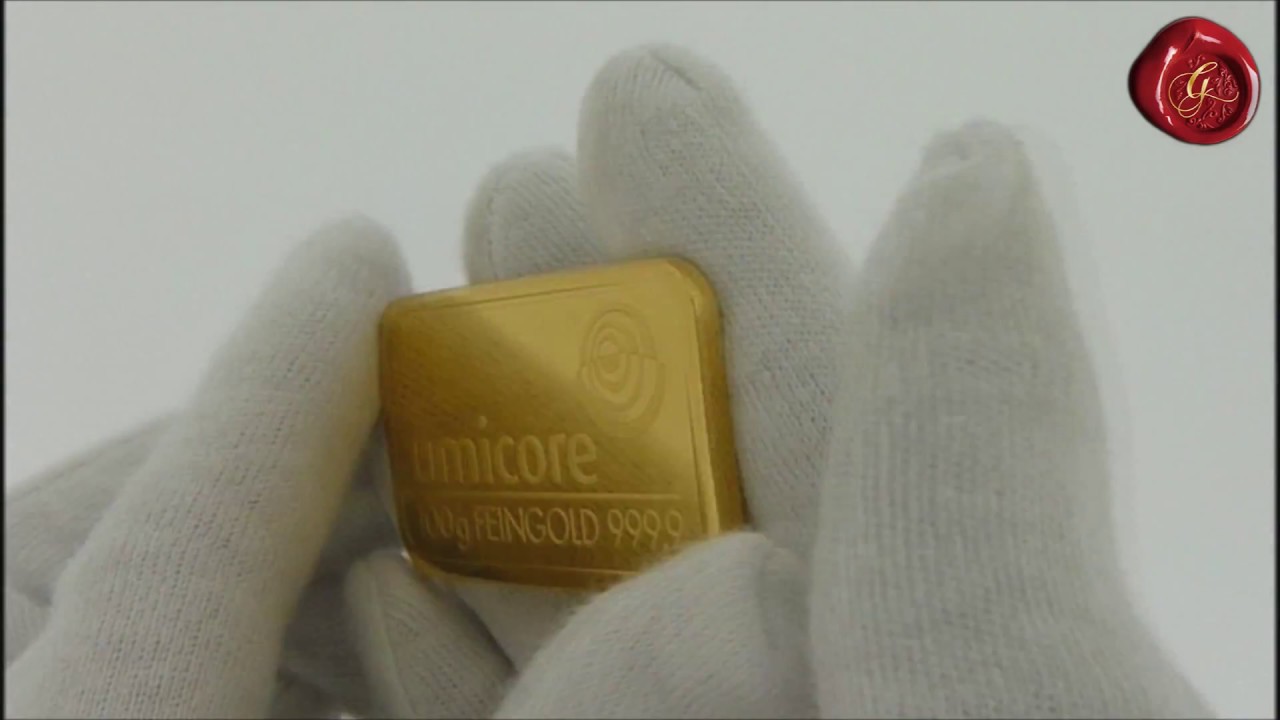 Umicore 100 gram goudbaar 99,99% puur goud LBMA Goudpensioen