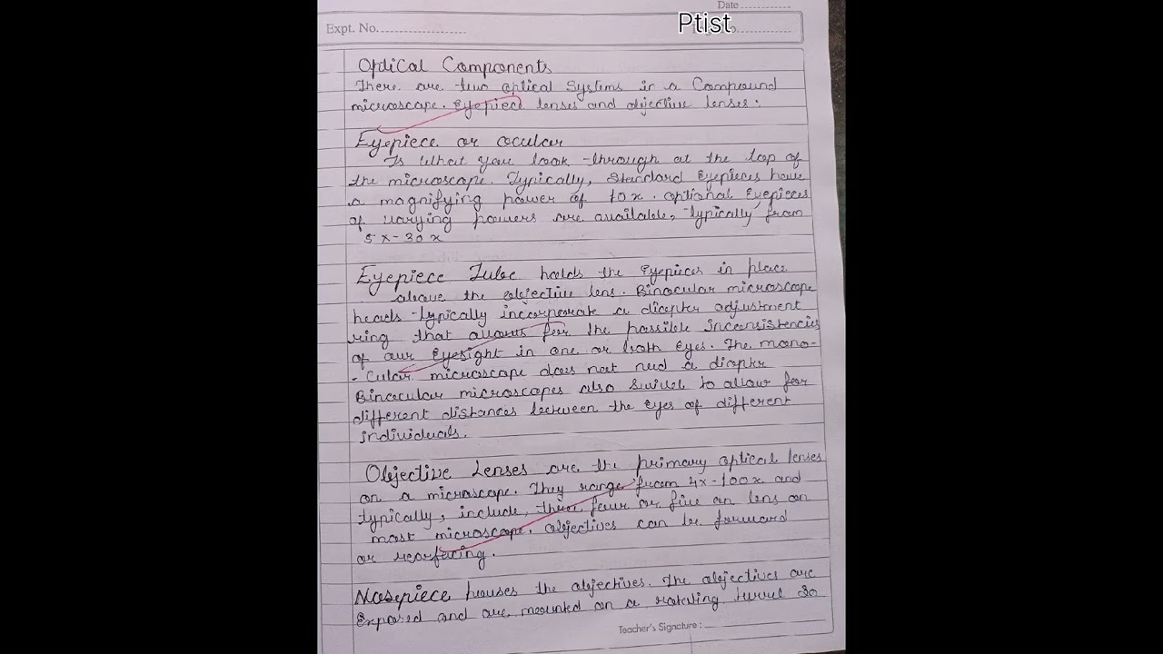 Compound Microscope Notes| practical notes #shorts