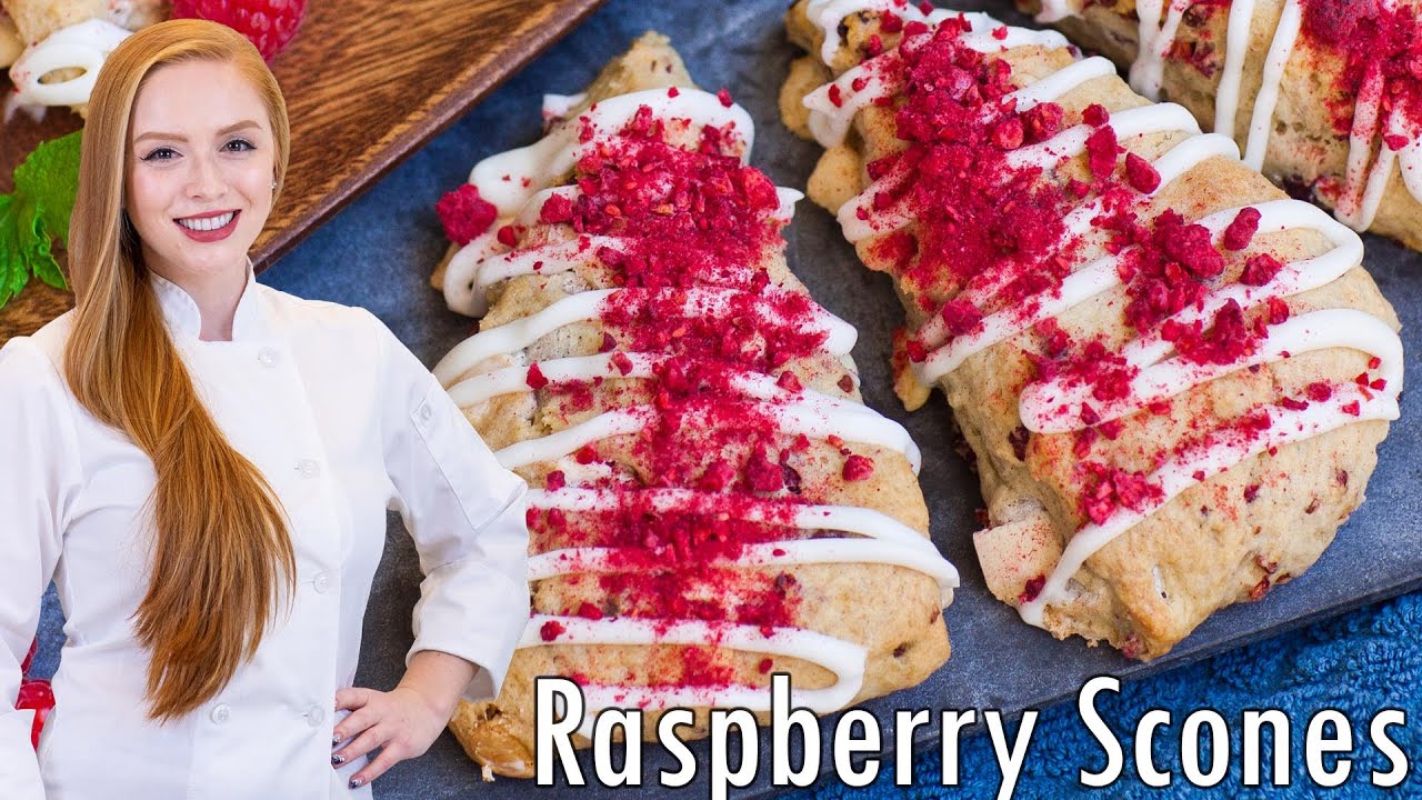 EASY White Chocolate Raspberry Scones Recipe! With Chocolate Chunks!