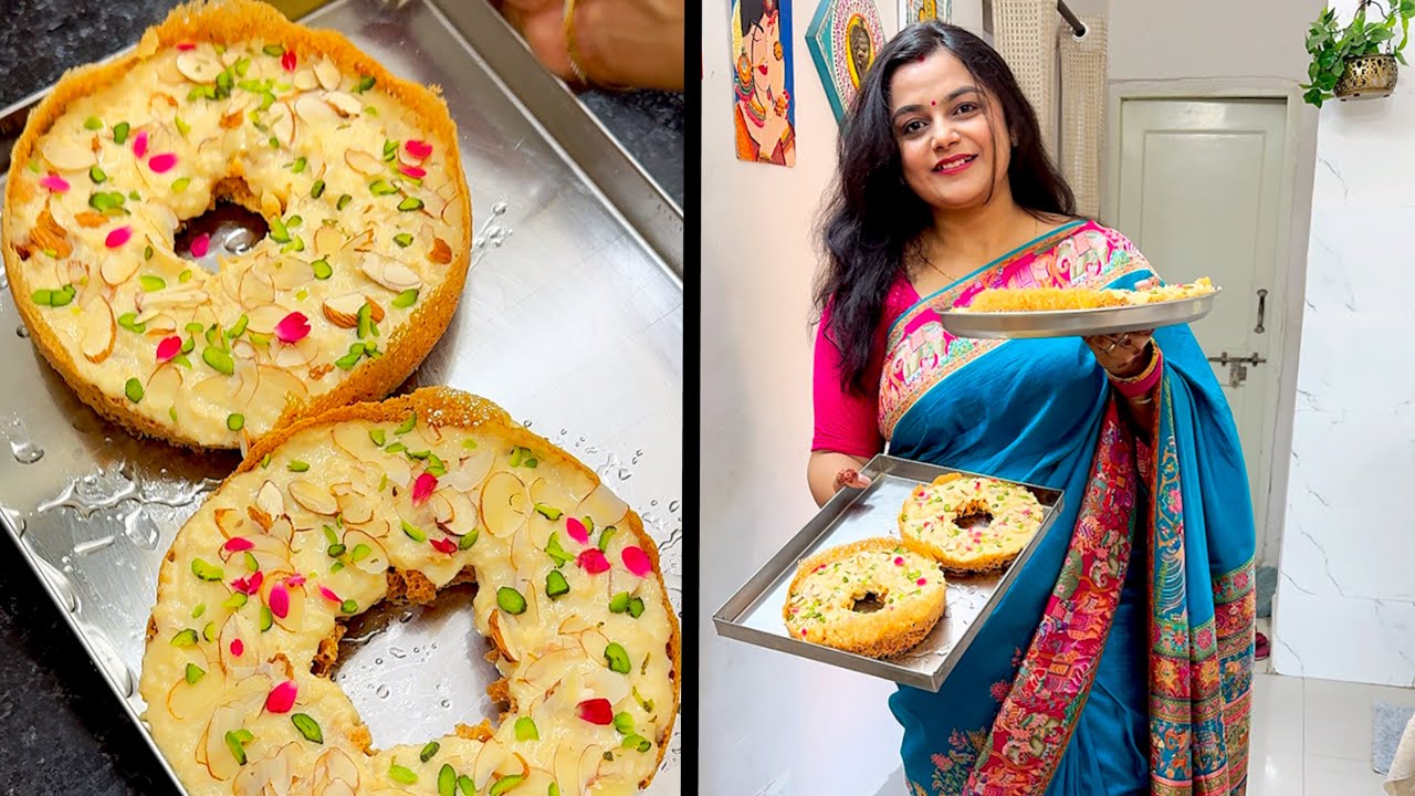 society me Teej celebration के लिये बनाये सबके लिए Malai Ghevar, 