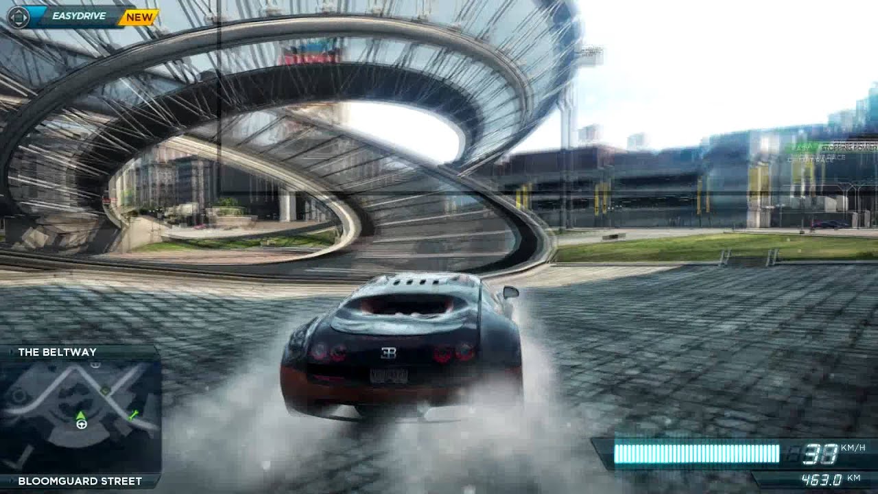 Need for Speed: Most Wanted 2012 (PC) Bugatti Veyron Gameplay (HD) 400 meter JUMP and MORE!