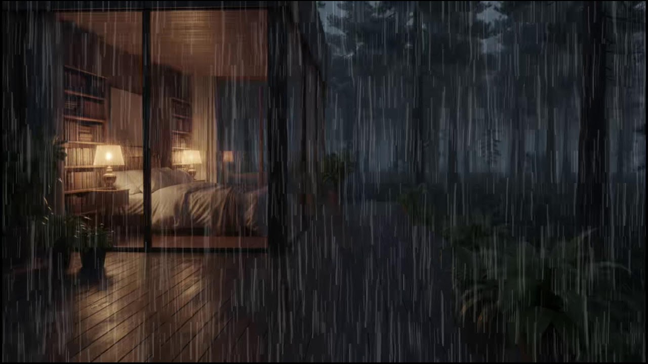 Forest Cabin at Night 🌲 | Gentle rain falling outside, calming rain ambience for peaceful relaxation