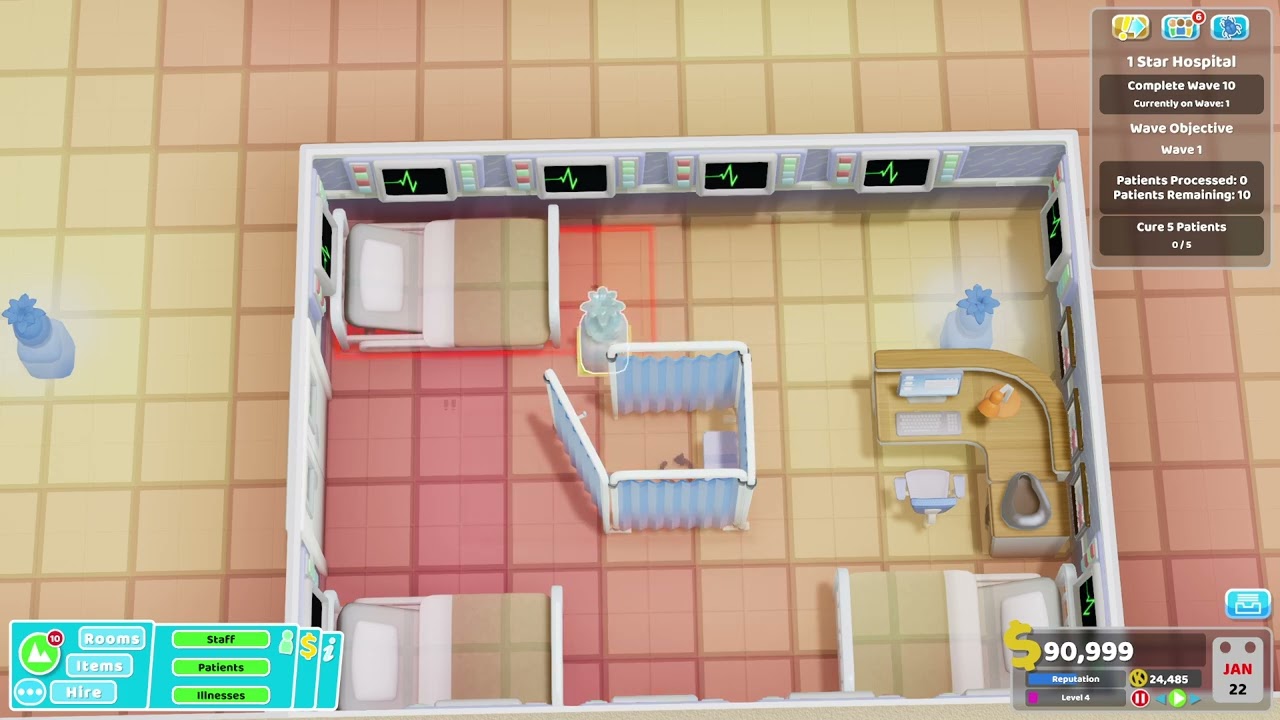 Two Point Hospital: Starting at Camouflage Falls