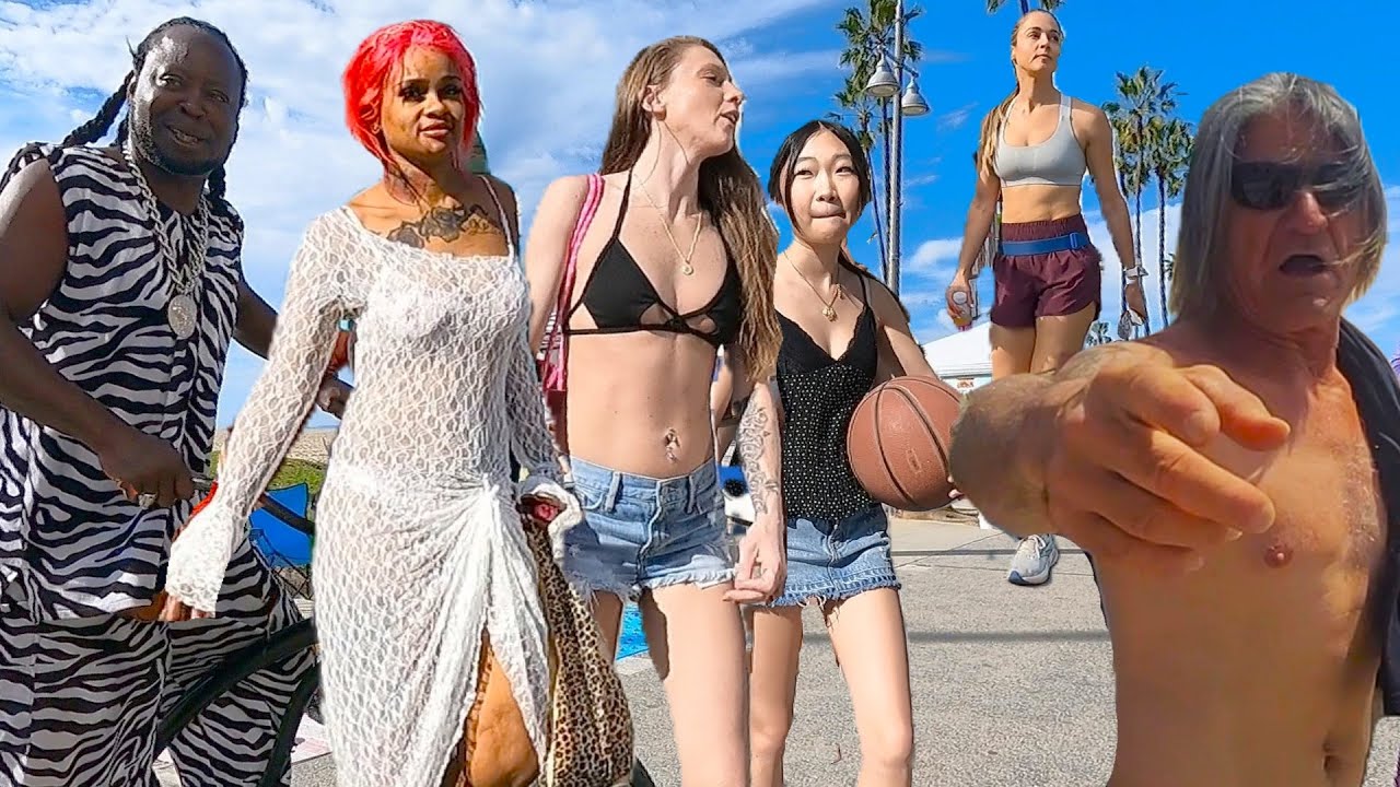 Busy Venice Beach Tour: Crowds, Surfers Wipeout, Medical Emergency, Tonan, Crowds