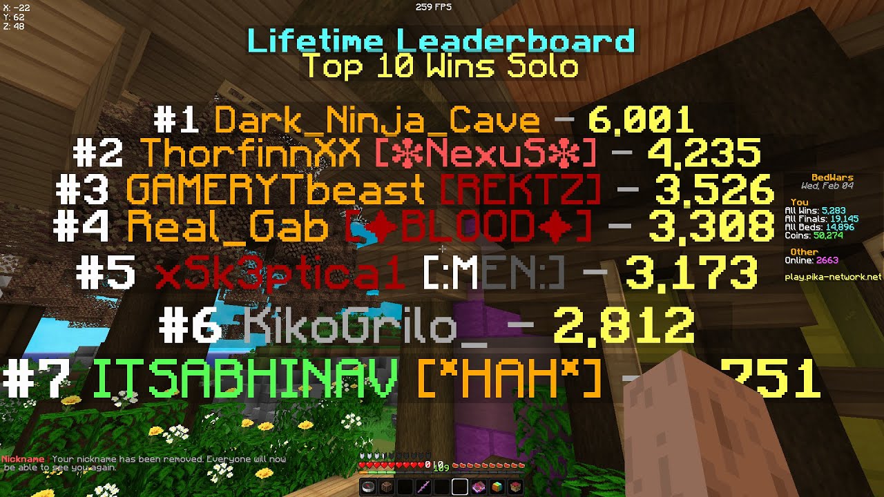 UNBANNED grinding solo bedwars for #1 (pika network)
