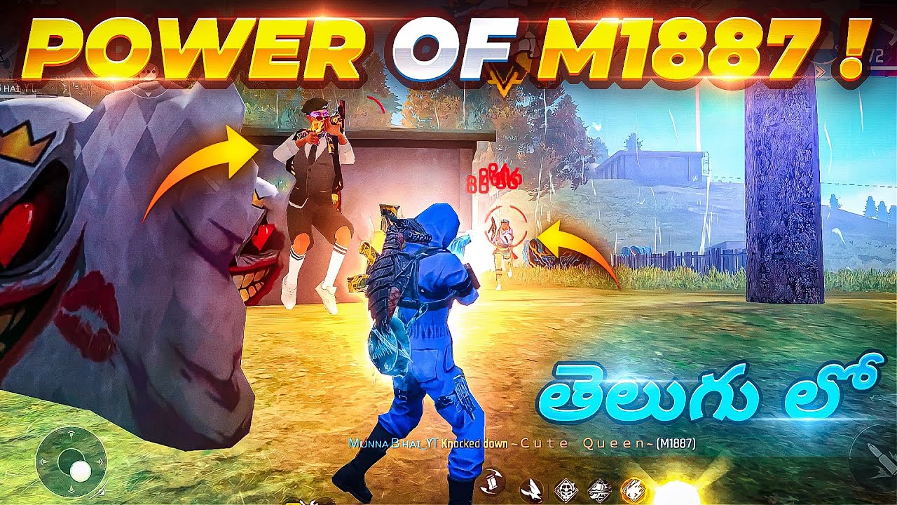 M4A1 + M1887 OP!!!!!Munna Bhai Solo Vs Squad OP Gameplay - Free Fire Telugu