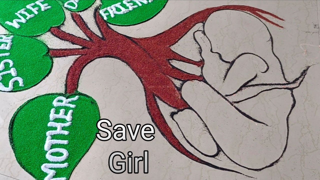 महिलादिन विशेष बेटी बचाओ रांगोळी | महिला दिन रंगोली | Women's day Rangoli | save girl child rangoli