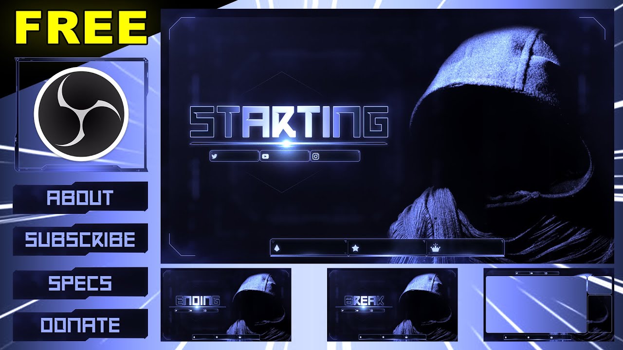 FREE HOLO Twitch Overlay Pack for OBS Studio & setup Tutorial
