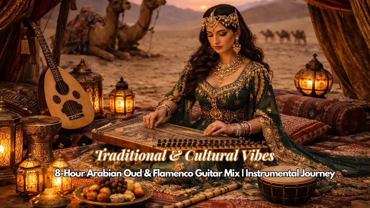 Traditional & Cultural Vibes: 8-Hour Arabian Oud & Flamenco Guitar Mix | Instrumental Journey