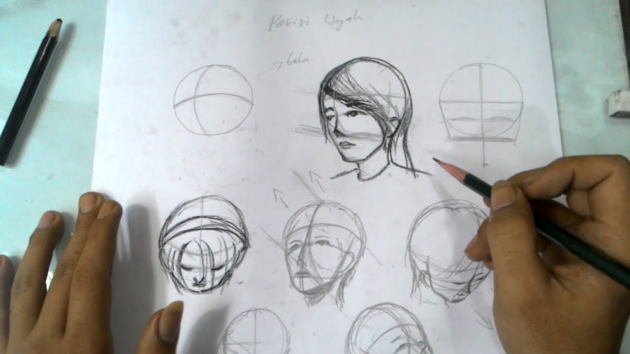 TUTORIAL MENGGAMBAR WAJAH berbagai POSISI