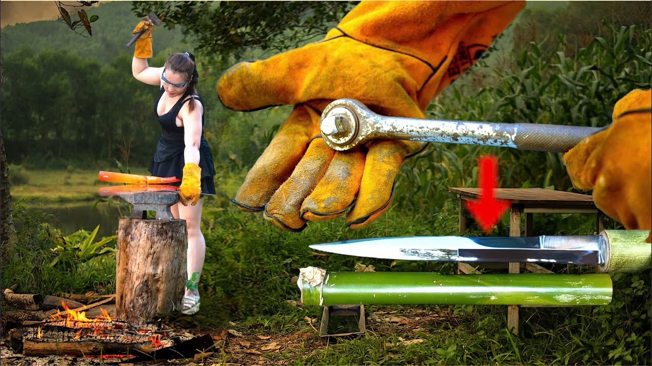 The secret in the bamboo tube - how i make a knife from repair tools.
