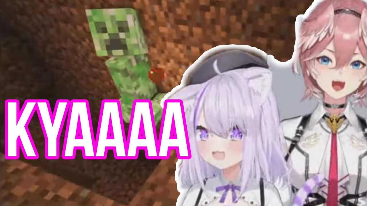 Takane Lui Enjoying Okayu Creeper Encounter | Minecraft [Hololive/Sub]