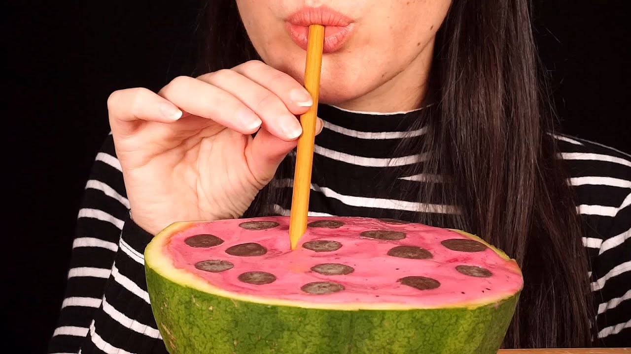 ASMR: Watermelon Nice Cream Smoothie Bowl (Mostly No Talking)