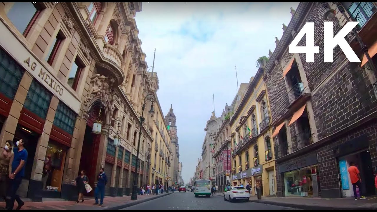 4K Driving through Downtown Historic District, Mexico City