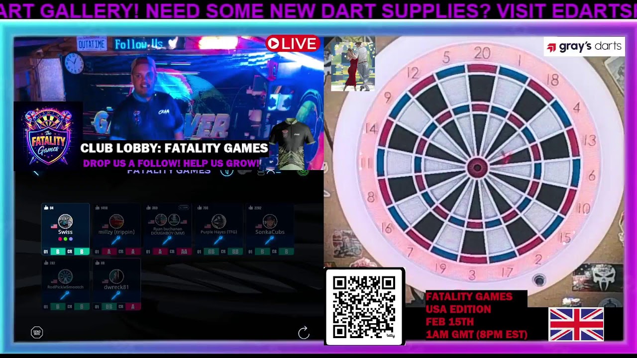 THE FATALITY GAMES: LIVE DARTS WEDNESDAY NIGHT DOUBLES...CHALLENGE US!