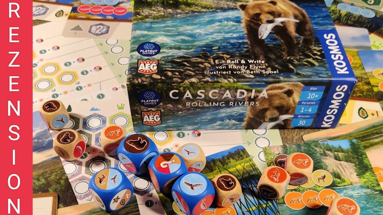 Cascadia - Rolling Rivers (Kosmos 2024) - Spielvorstellung - Rollen die W&uuml;rfel?