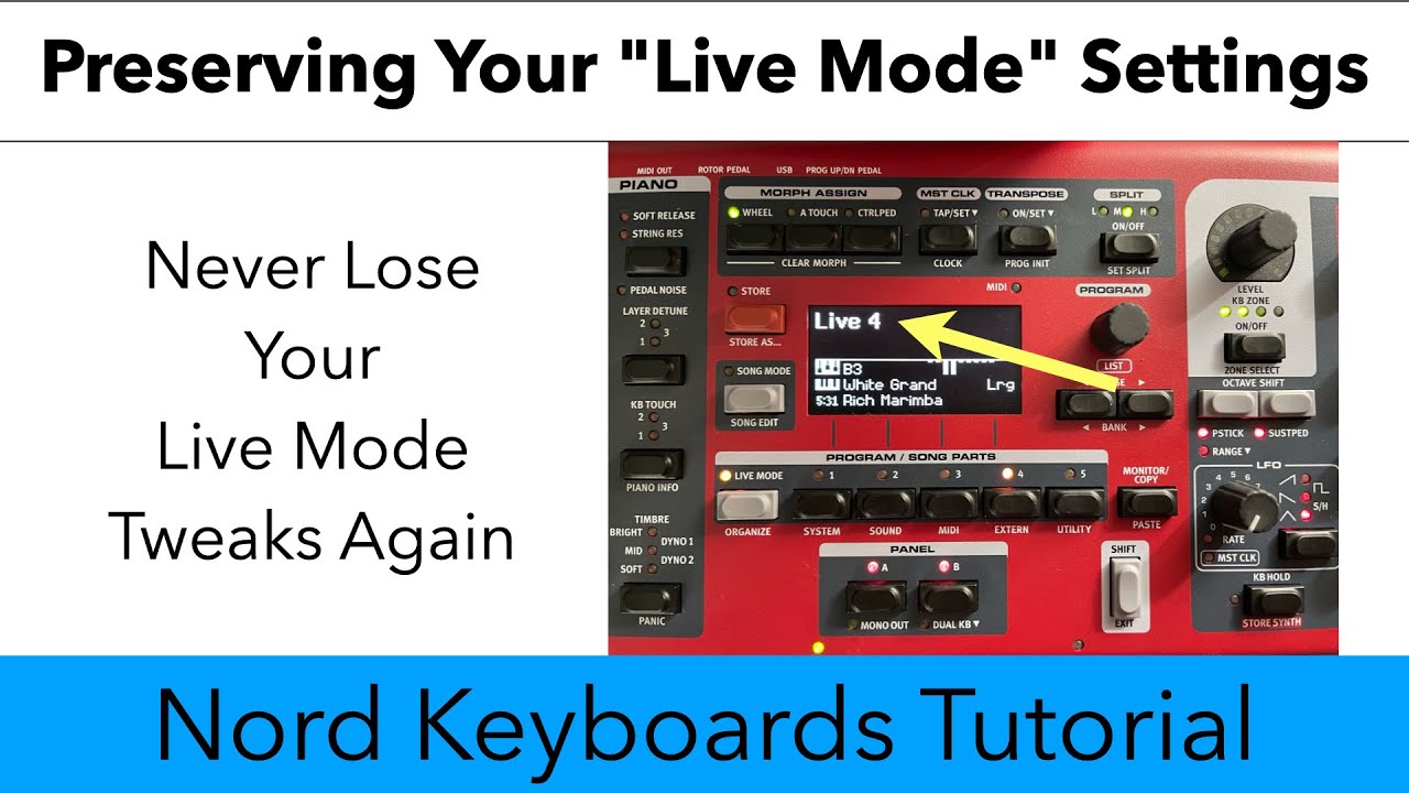 Сохраните Live Mode как обычную программу для безопасного хранения: клавиатуры Nord