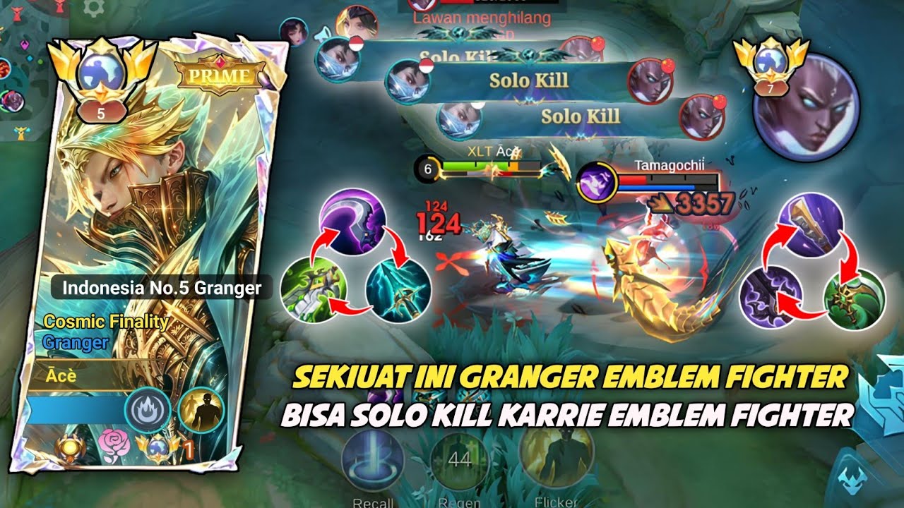 SEKUAT INI GRANGER EMBLEM FIGHTER!! BISA MENANG LAWAN KARRIE 1VS1| TOP GLOBAL GRANGER MLBB