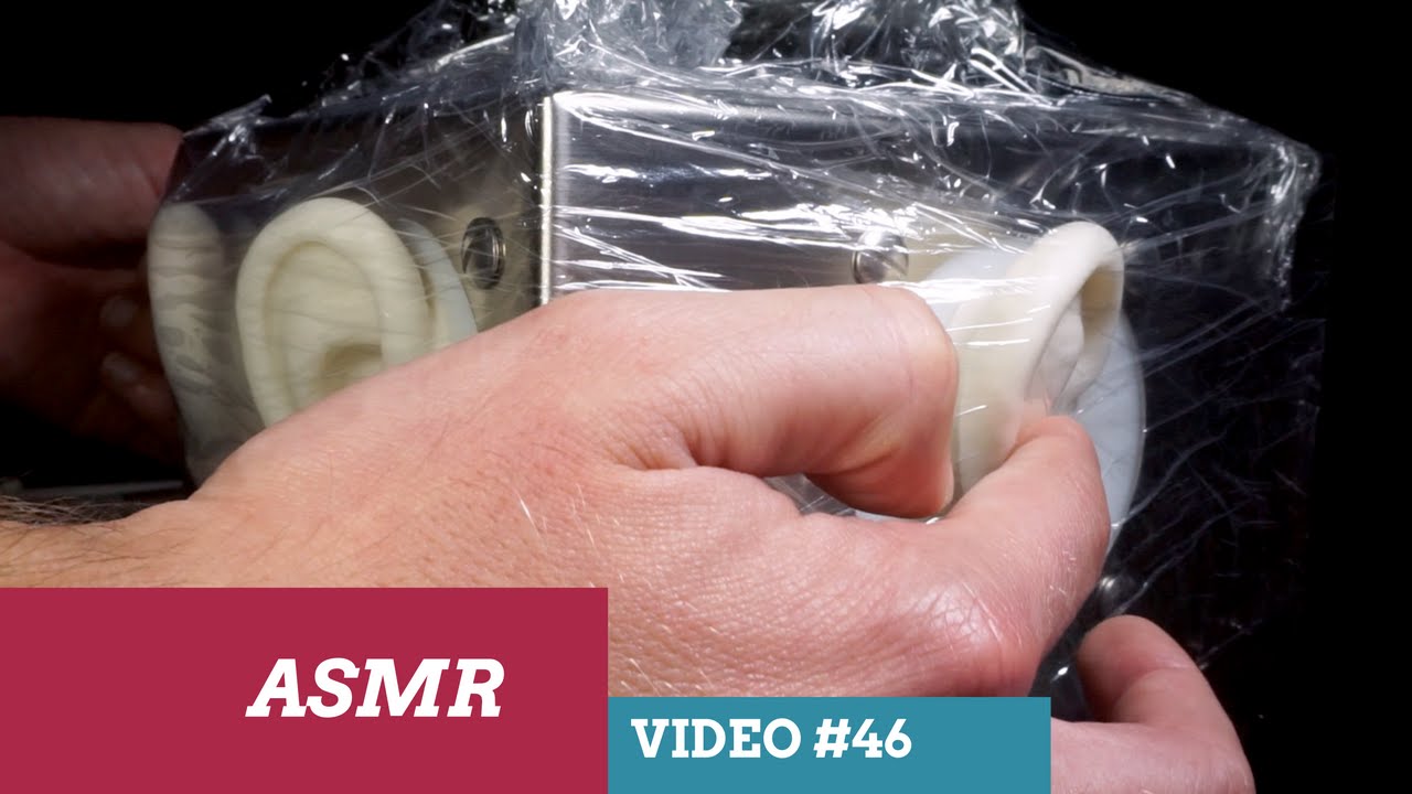 ASMR Four Ears Wrapped in Plastic,Touching,Brushing - 3D No Talking