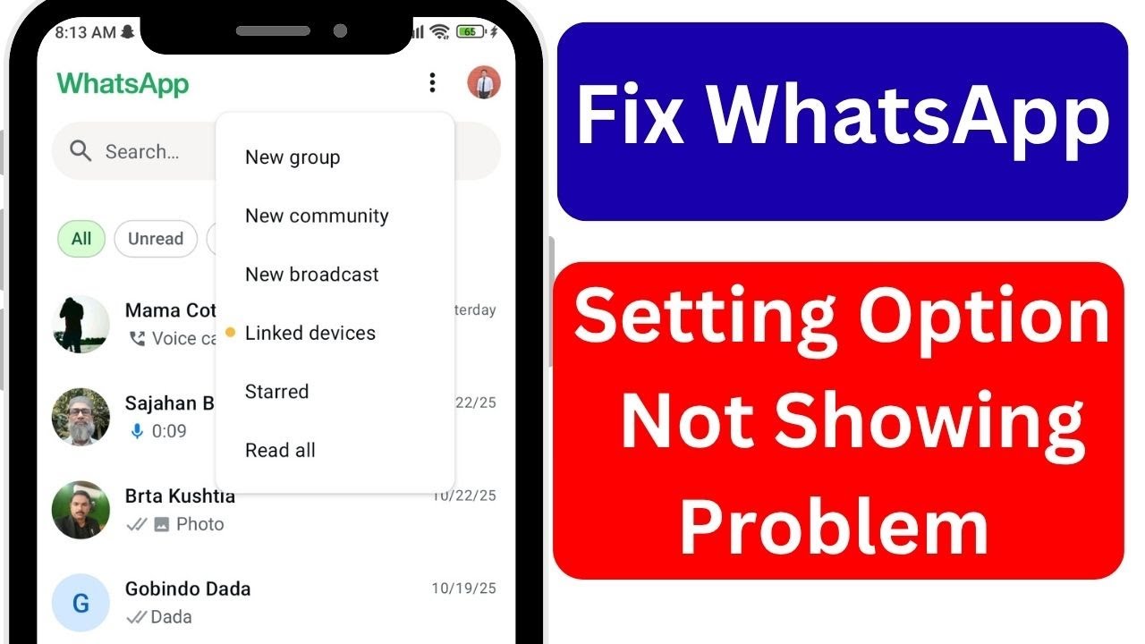 Исправление проблемы с отображением параметра настроек WhatsApp | Проблема с настройками WhatsApp