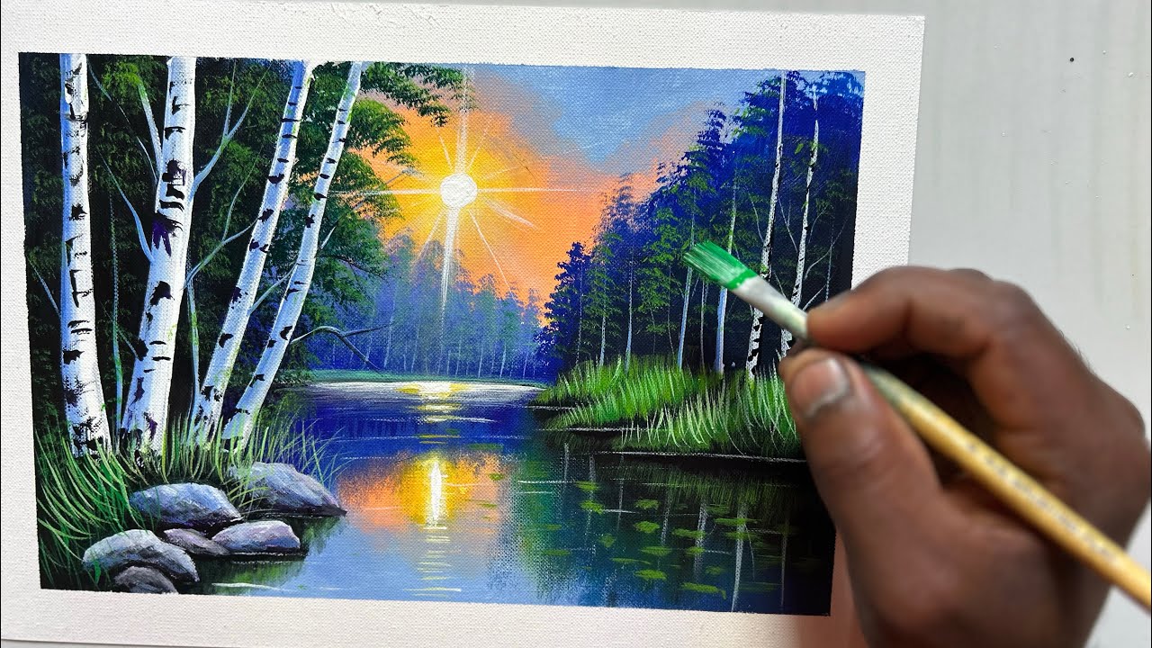 Beautiful Nature Painting 🎨 | Easy Landscape Art for Beginners 🌄