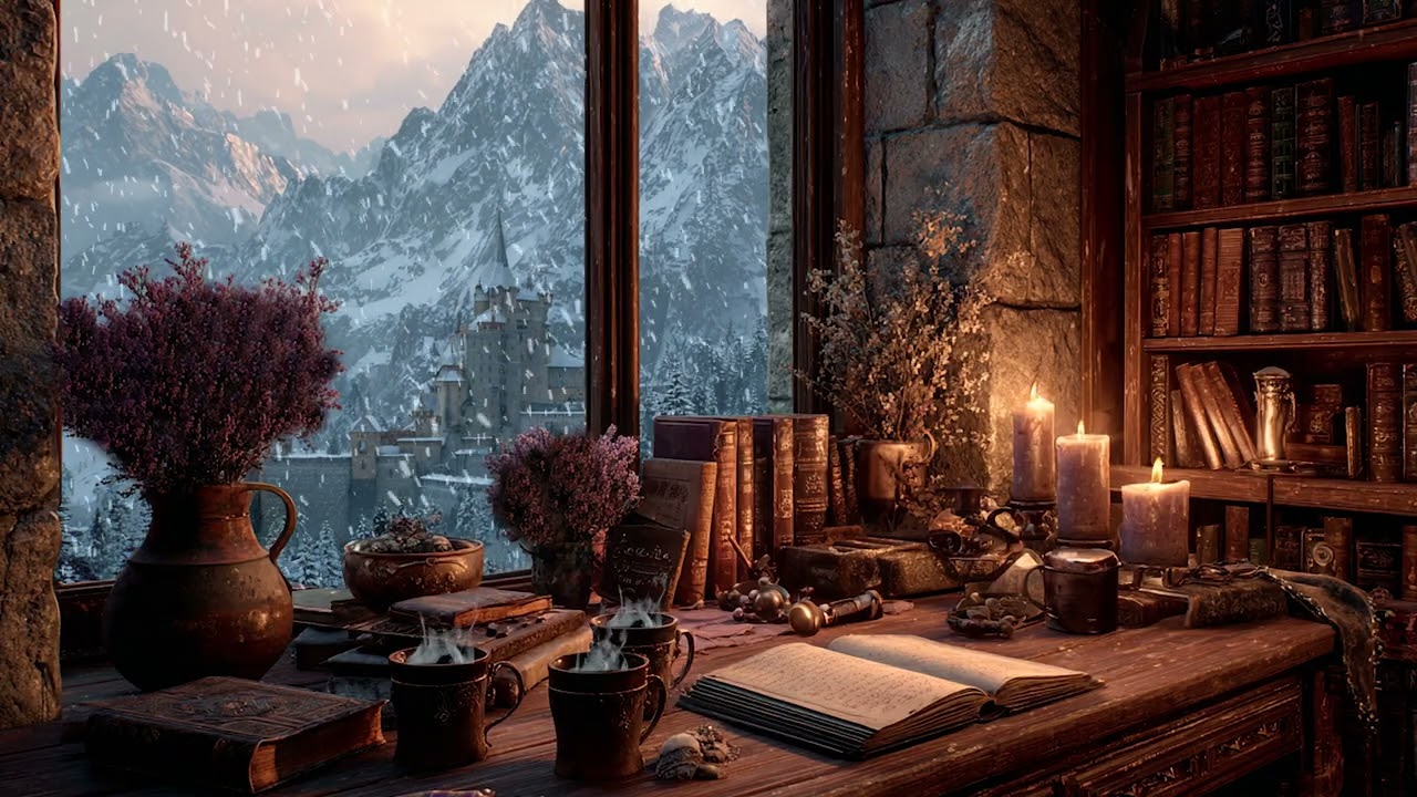 Calm Winter Evening by the Fireplace | Gentle Snowfall Ambience for Deep Sleep and Cozy Relaxation