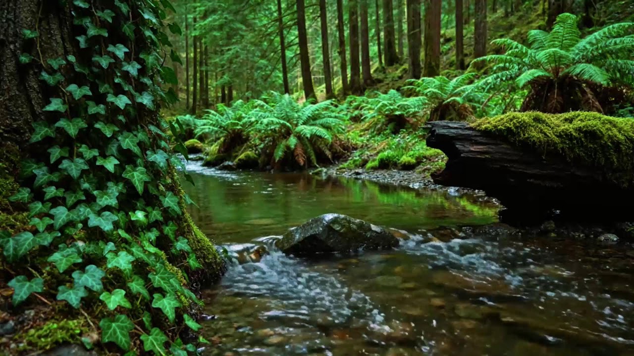 Calming Forest Ambience 🌿 River Flowing Birds Chirping in Hidden Forest Ambience for Rest Medicine