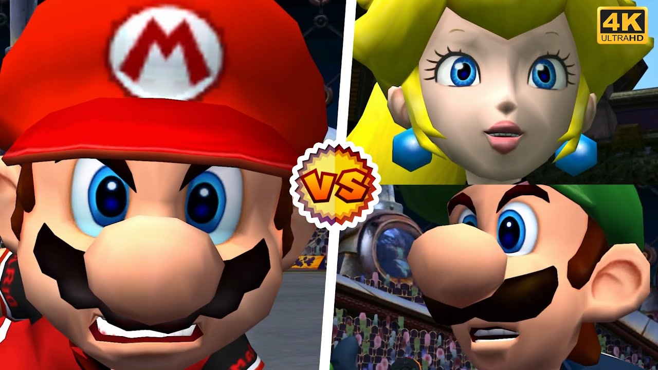 Mario Vs. Peach, Luigi, Yoshi - Super Mario Strikers | 4K
