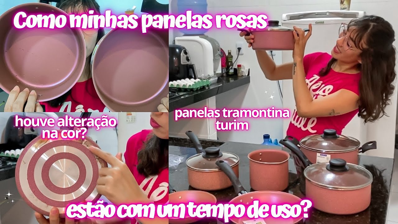 COMO MINHAS PANELAS ROSAS DA TURIM ESTÃO DEPOIS DE 6 MESES DE USO | Panelas Tramontina Turim