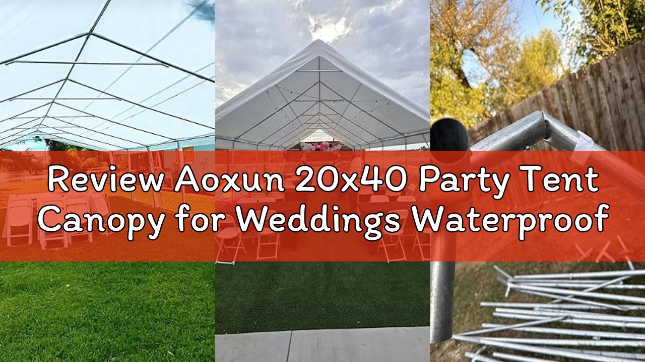 Review Aoxun 20x40 Party Tent Canopy for Weddings Waterproof Event Tent with Removable Sidewalls &Ro