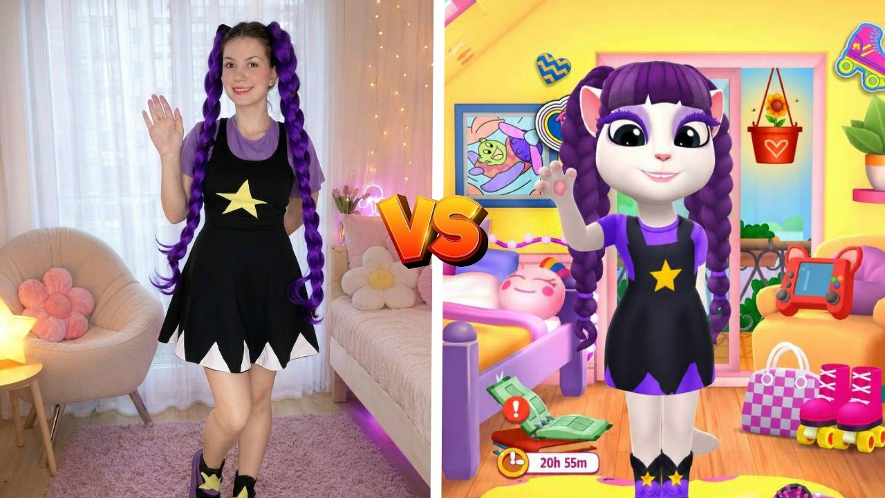 Lily Love Braids REAL vs GAME  - My Talking Angela 2