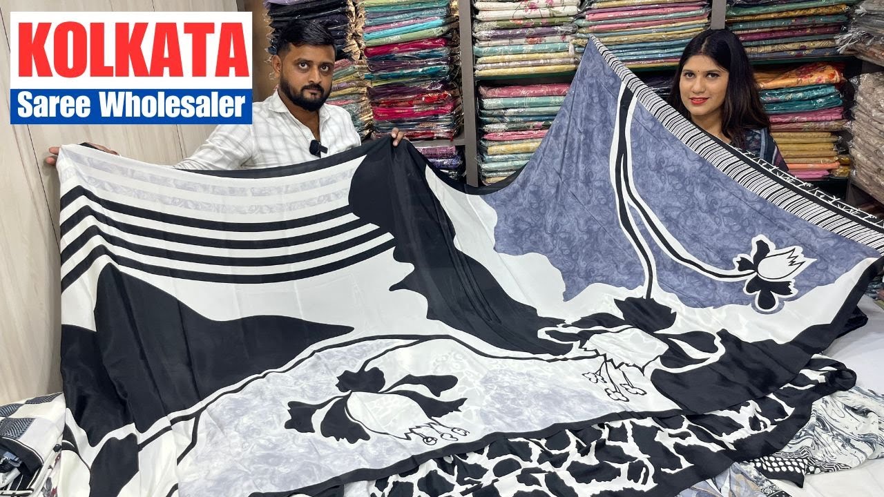 Chiffon/ Crepe Silk/ Organza Digital Print/ Crush Tussue Saree Wholesaler in Kolkata Barabazar