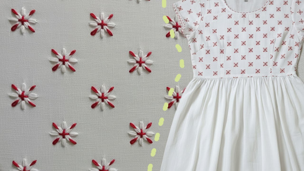 Unique Flower Embroidery Design for Frocks & Shirts | Easy Hand Embroidery Tutorial for Beginners